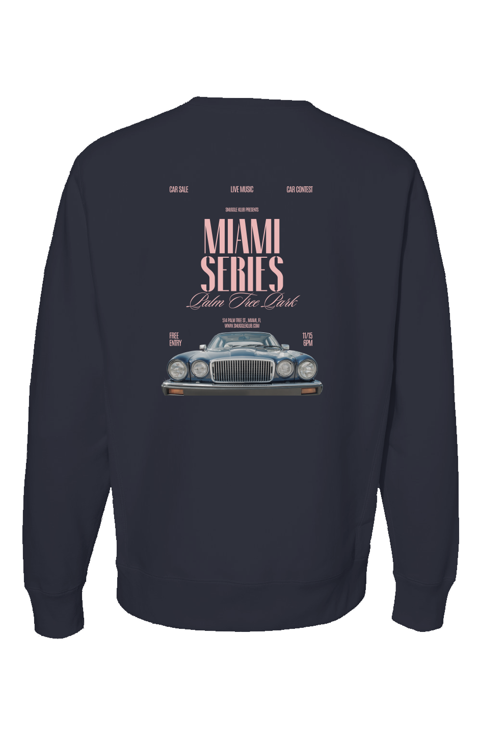 "Miami Cruise Comfort" Heavyweight Cross Grain Crewneck - Black