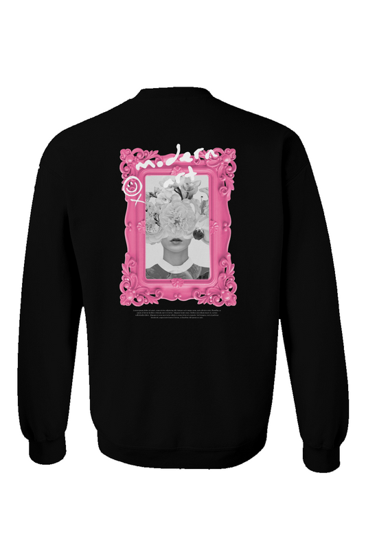 "Floral Muse" Black Embroidered Crewneck