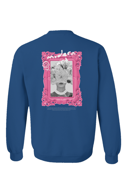 "Floral Muse" Royal Blue Embroidered Crewneck