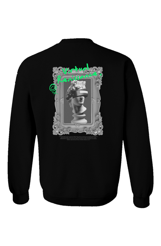 "Virtual Renaissance" Black Embroidered Crewneck