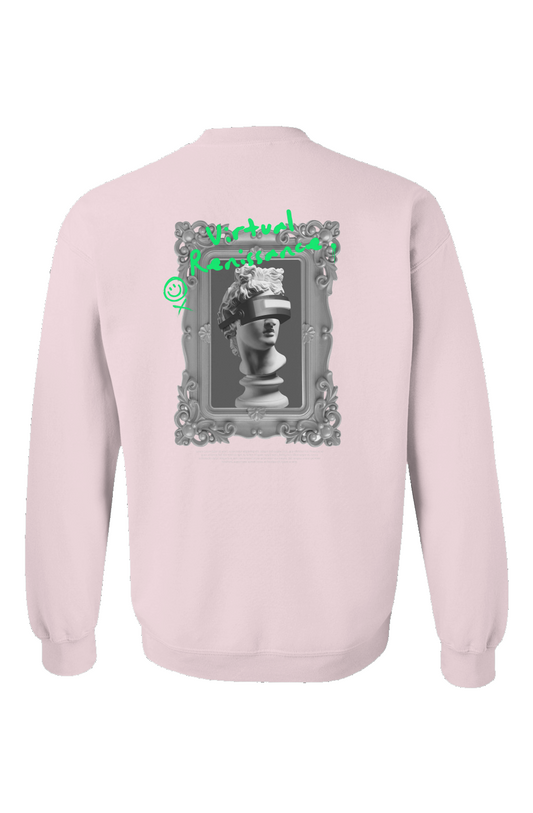 "Virtual Renaissance" Light Pink Embroidered Crewneck