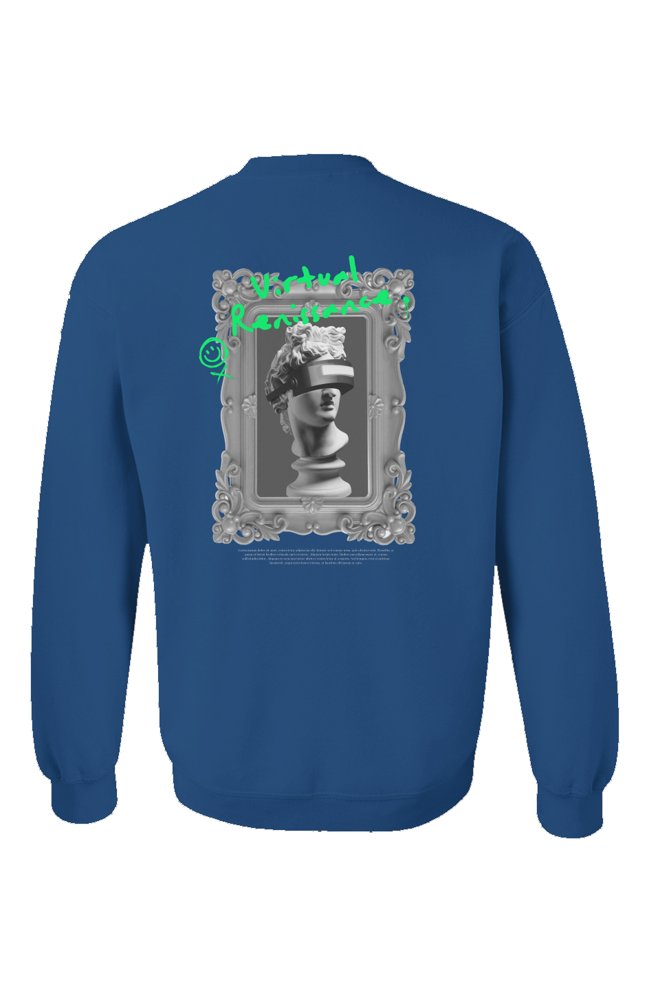 "Virtual Renaissance" Royal Blue Embroidered Crewneck