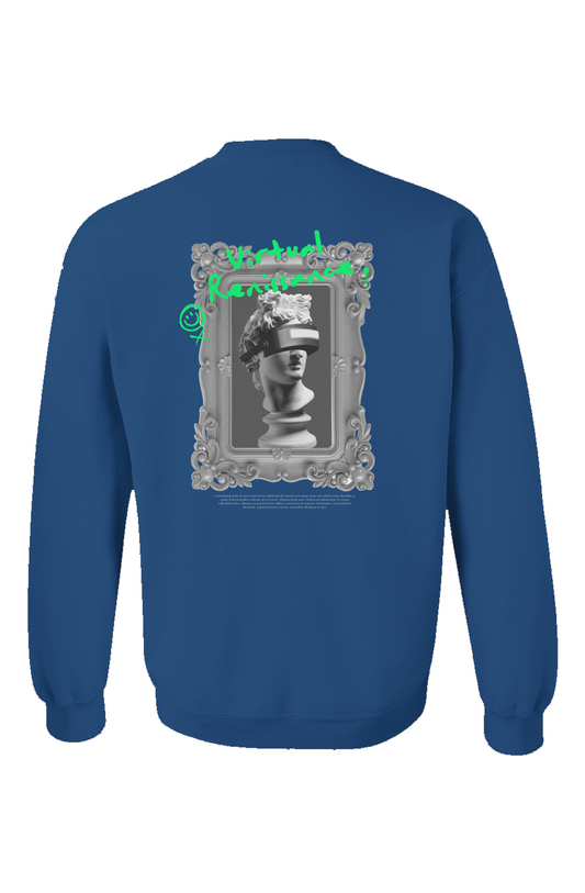 "Virtual Renaissance" Royal Blue Embroidered Crewneck