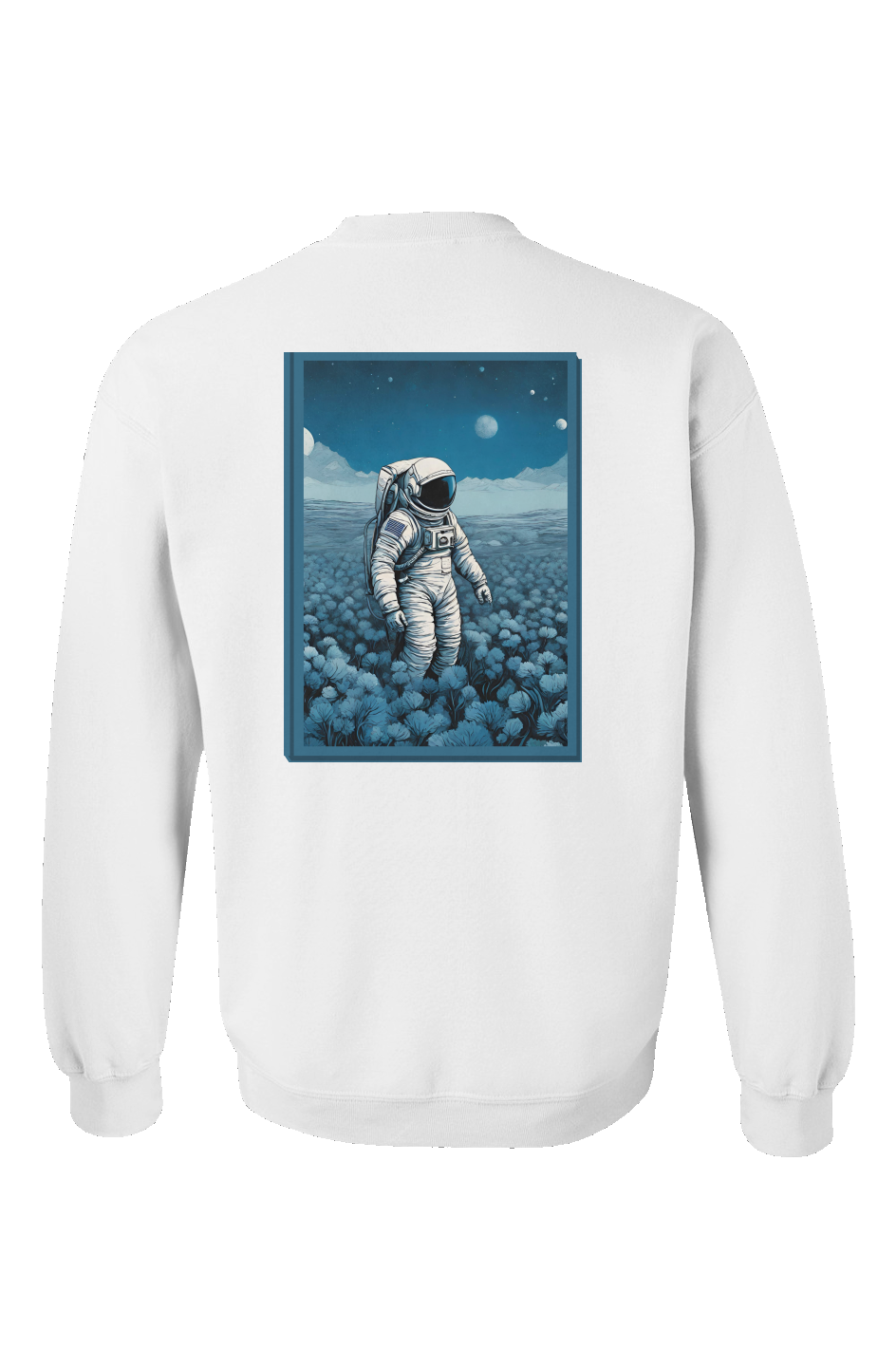 "Blue Galactic Explorer" Unisex Crewneck - White