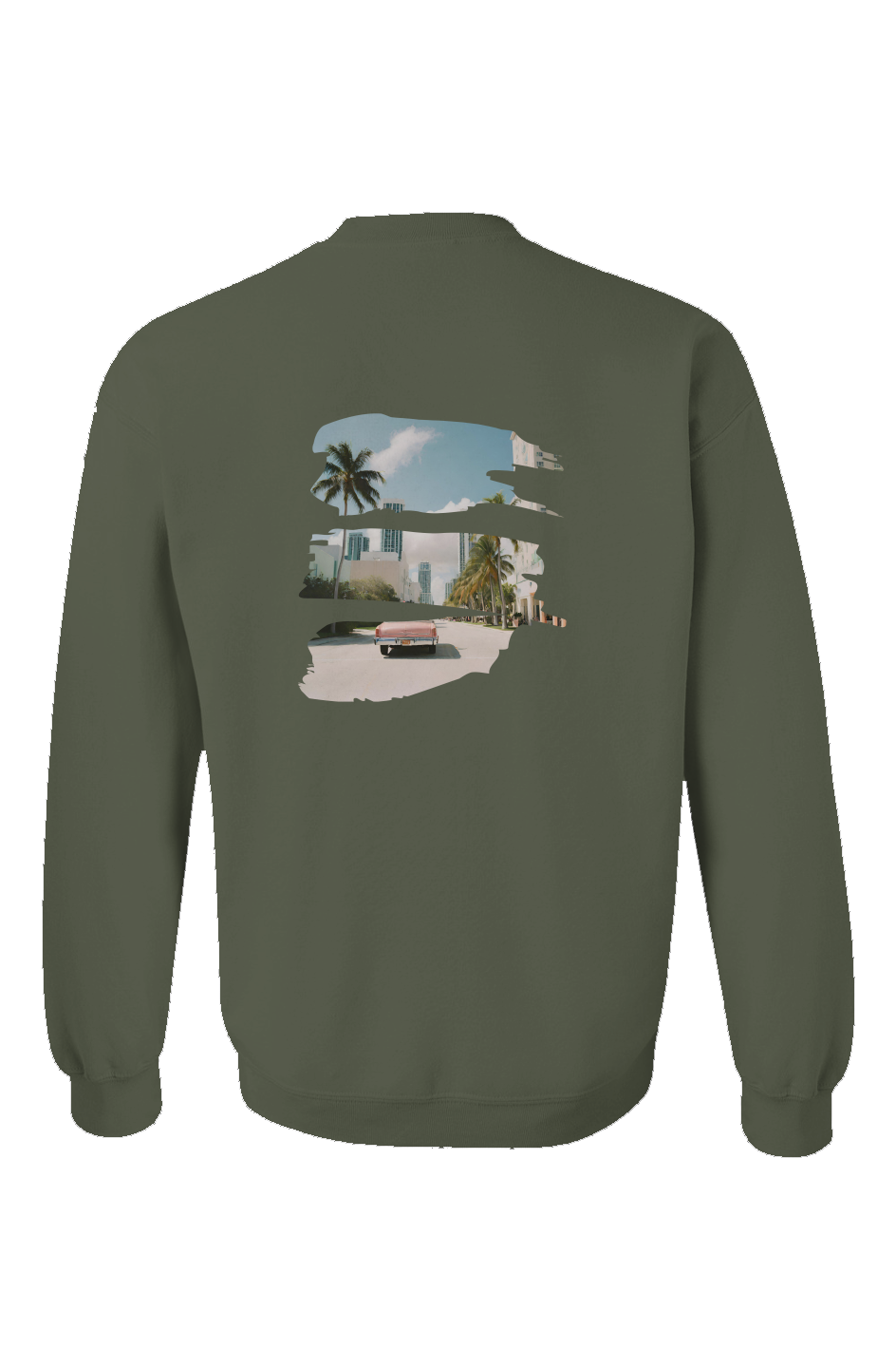 "Retro Miami" Unisex Crewneck - Military Green