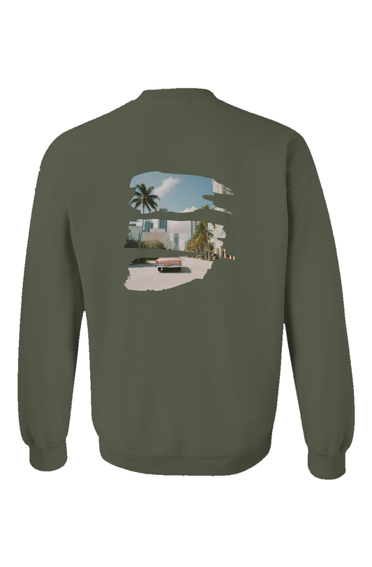 "Retro Miami" Unisex Crewneck - Military Green