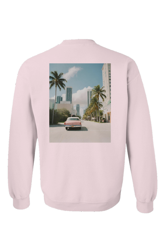 "Ocean Breeze Miami" Unisex Crewneck - Light Pink