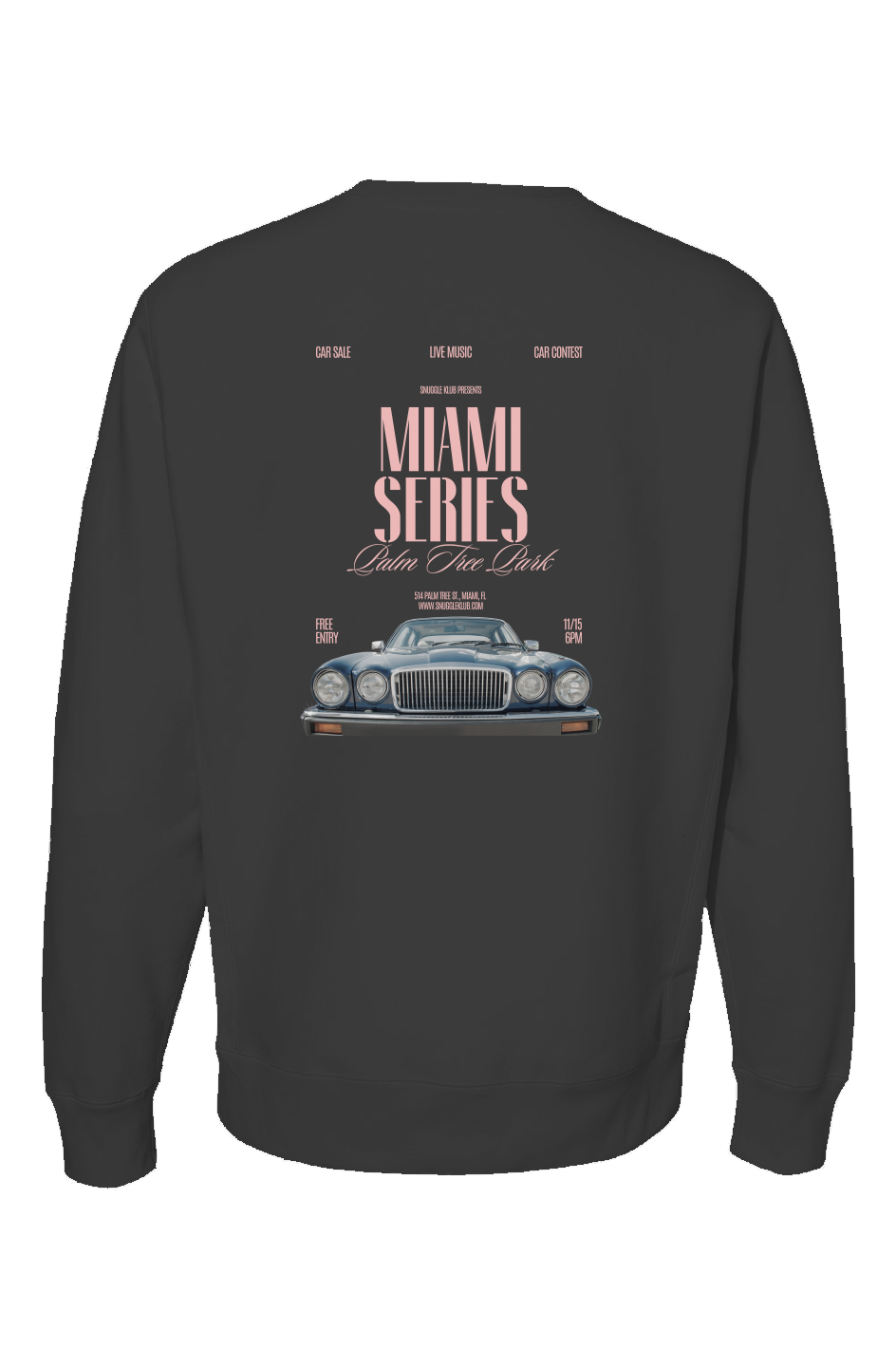 "Miami Cruise Comfort" Heavyweight Cross Grain Crewneck - Black